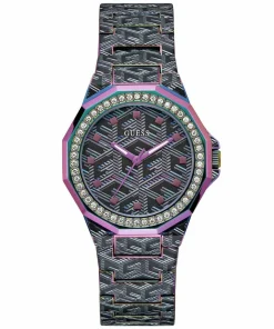 Guess Damen Armbanduhr Misfit, schwarz, pink 38 mm GW0597L2