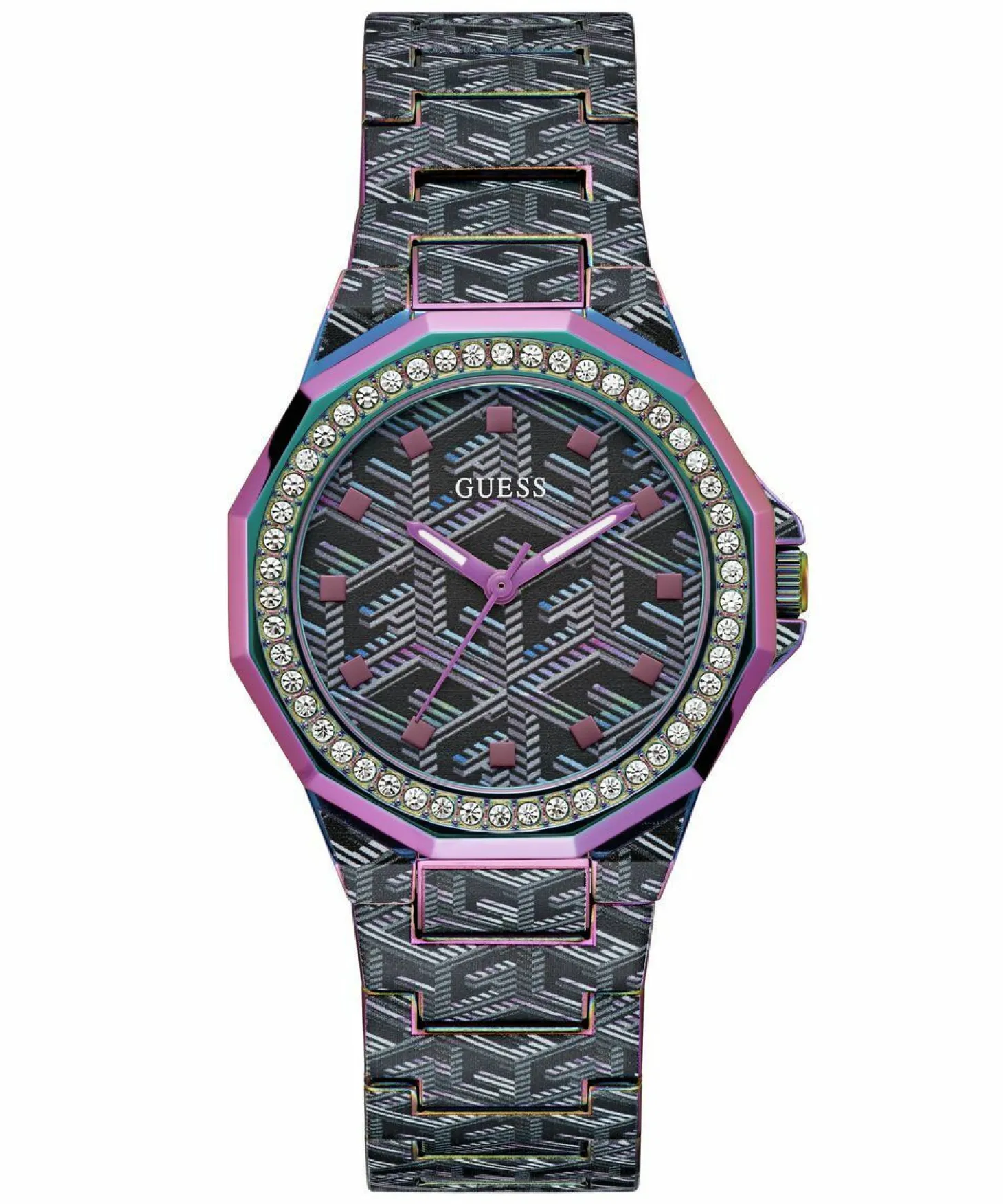 Guess Damen Armbanduhr Misfit, schwarz, pink 38 mm GW0597L2