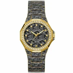 Guess Damen Armbanduhr Misfit, schwarz, gold 38 mm GW0597L1