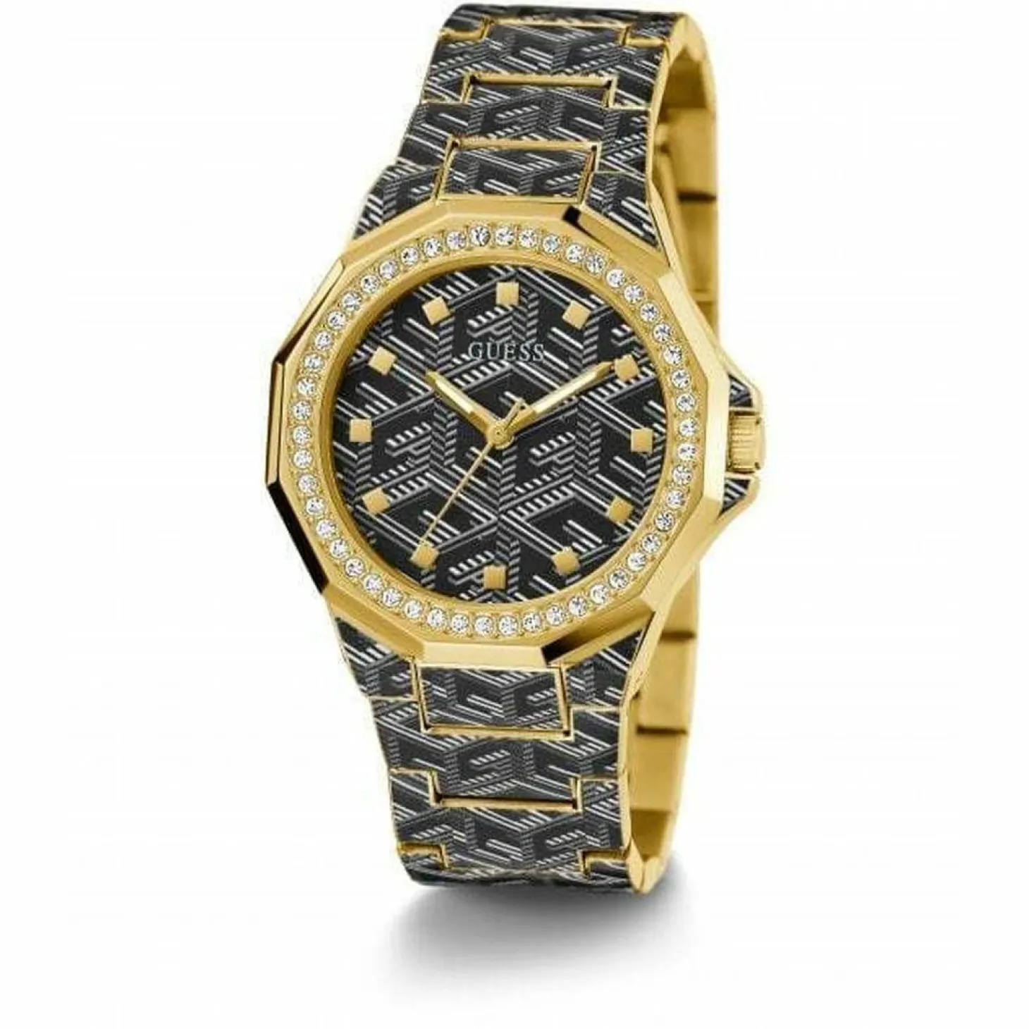 Guess Damen Armbanduhr Misfit, schwarz, gold 38 mm GW0597L1