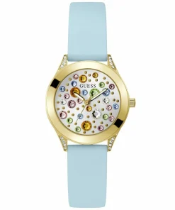 Guess Damen Armbanduhr MINI WONDERLUST hellblau, gold 34 mm GW0678L1