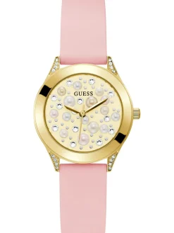 Guess Damen Armbanduhr Pearl 36 mm Perlen und Strasssteine auf dem Zifferblatt Armband Silicone GW0381L2