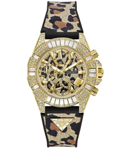 GUESS Damen Armbanduhr 40th Anniversary Special Edition Leopard Gold-Ton GW0814L3