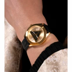 GUESS Damen Armbanduhr TRI PLAQUE GW0744L2 Schwarz Gold