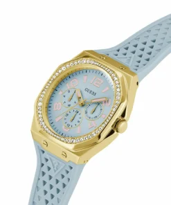 Guess Damen Armbanduhr ZEST Multifunktion hellblau, gold 39 mm GW0694L1