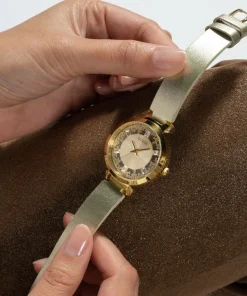 GUESS Damen Goldfarbene Uhr Crystal clear GW0535L4