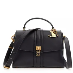 Guess Damen Handtasche Ginevra Top Handle Flap Schwarz HWVZ8734200BLA