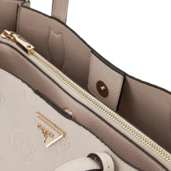 Guess Damen Handtasche Keandra Girlfriend Satchel Beige / Stone Logo HWPL9323060STL