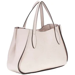 Guess Damen Handtasche Keandra Girlfriend Satchel Beige / Stone Logo HWPL9323060STL