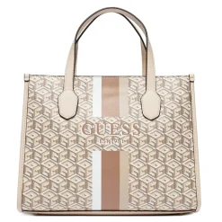 Guess Damen Handtasche Silvana G Cube Logo Beige / Multicolor HWSC8665220MTG