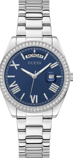 Guess Damen Luna Armbanduhr silber, blau GW0307L1