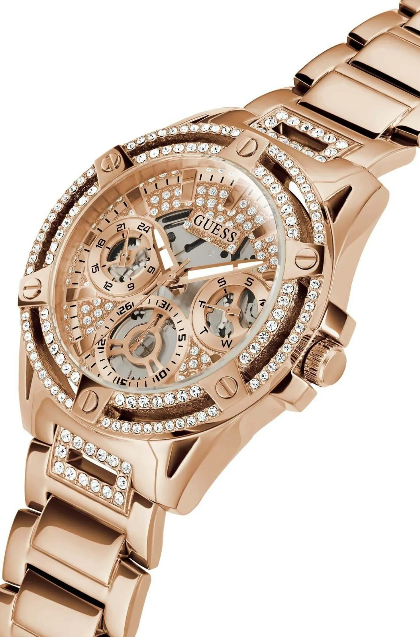 Guess Damen Multifunkion Armbanduhr Queen rosegold 40 mm GW0464L3