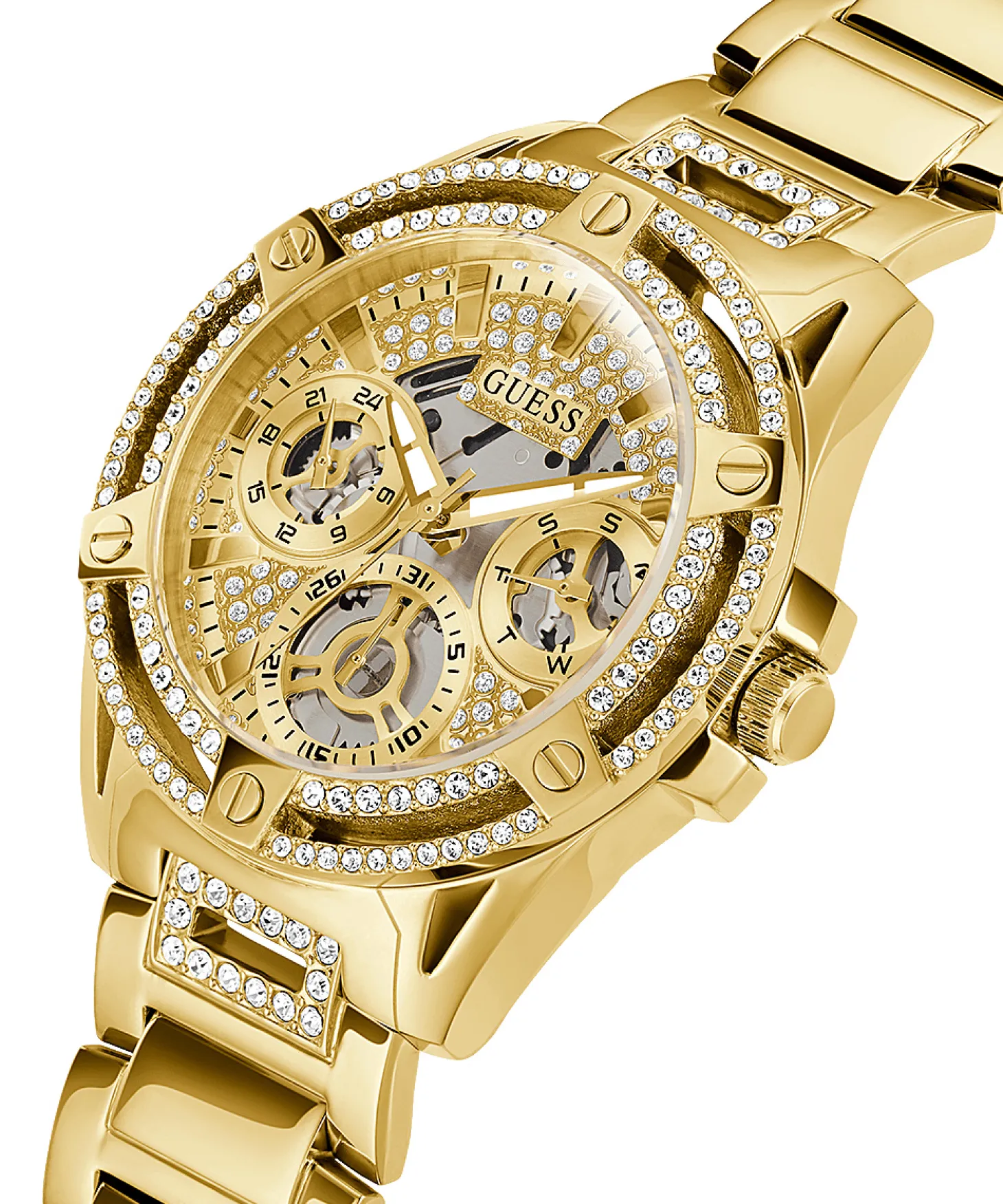 Guess Damen Multifunkion Armbanduhr Queen gold 40 mm GW0464L2