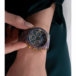 Guess Damen Multifunktionsuhr SERPENTINA Blau Lila Gold GW0752L1