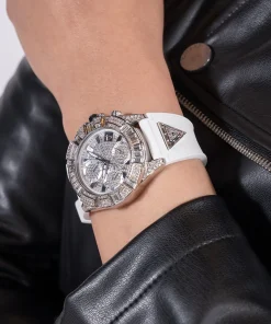 GUESS Damen Multifunktionsuhr 40th Anniversary Special Edition Weiß Silber GW0814L2