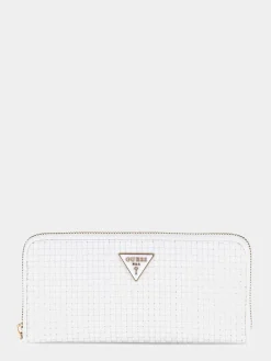 Guess Geldbörse Etel SLG Zip Around L White Damen Geldbörse Weiß SWWG9219460‑WHI