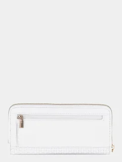 Guess Geldbörse Etel SLG Zip Around L White Damen Geldbörse Weiß SWWG9219460‑WHI