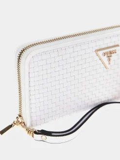 Guess Geldbörse Etel SLG Zip Around L White Damen Geldbörse Weiß SWWG9219460‑WHI