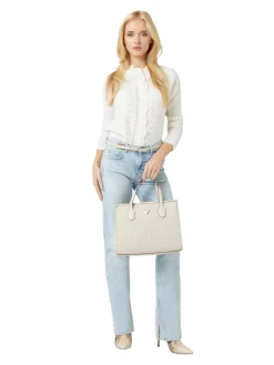 Guess Handtasche Damen Silvana Flechtoptik Bone HWWW8665220-BON