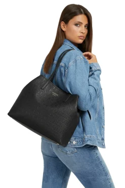 GUESS Handtasche Damen Vikky II Large 2 in 1 Tote Schwarz HWBG9318290‑BLA