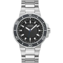 Guess Herren Armbanduhr Active Life Track silber, schwarz 44 mm GW0426G1