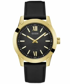 Guess Herren Armbanduhr Crescent schwarz, gold 44 mm GW0628G2