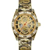 Guess Herren Armbanduhr DRAGON Drachenmuster-Armband Gold-Schwarz 42 mm GW0649G1