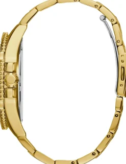 Guess Herren Armbanduhr farbe gold mit strass 48 mm Armband Edelstahl FRONTIER W0799G2
