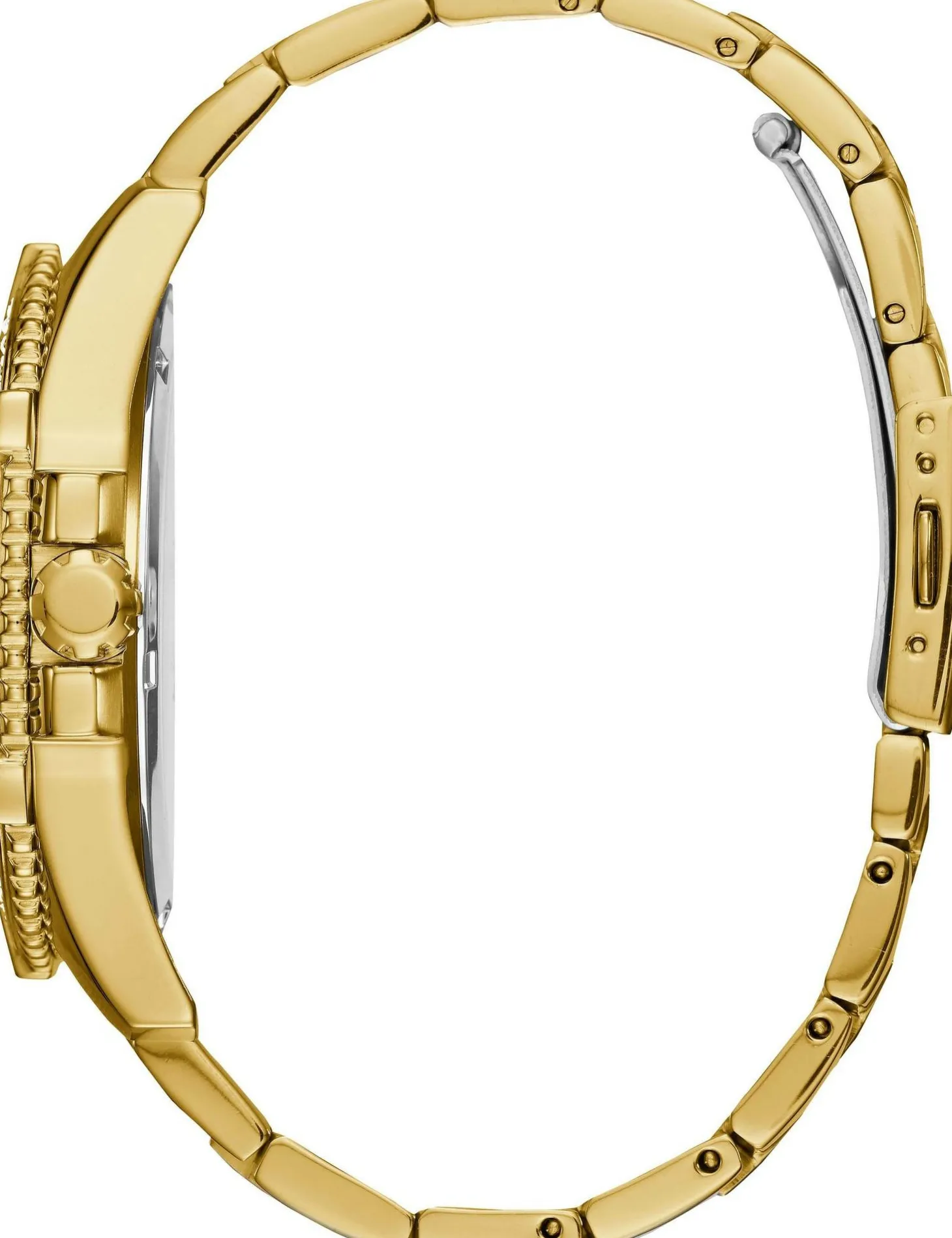 Guess Herren Armbanduhr farbe gold mit strass 48 mm Armband Edelstahl FRONTIER W0799G2