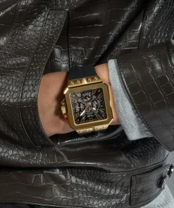 Guess Herren Armbanduhr Multifunktionsuhr Skeleton Leo schwarz, gold GW0637G2