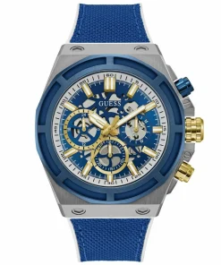 Guess Herren Armbanduhr MASTERPIECE Multifunktion blau, silber 47 mm GW0713G1