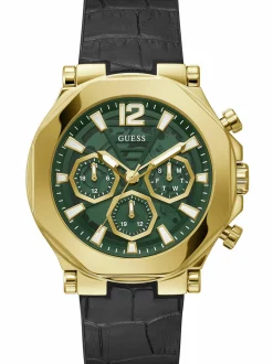 Guess Herren Armbanduhr Multifunktionsuhr Edge schwarz, gold 46 mm GW0492G3