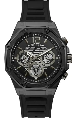 Guess Herren Armbanduhr Multifunktionsuhr Momentum schwarz 44 mm GW0263G4