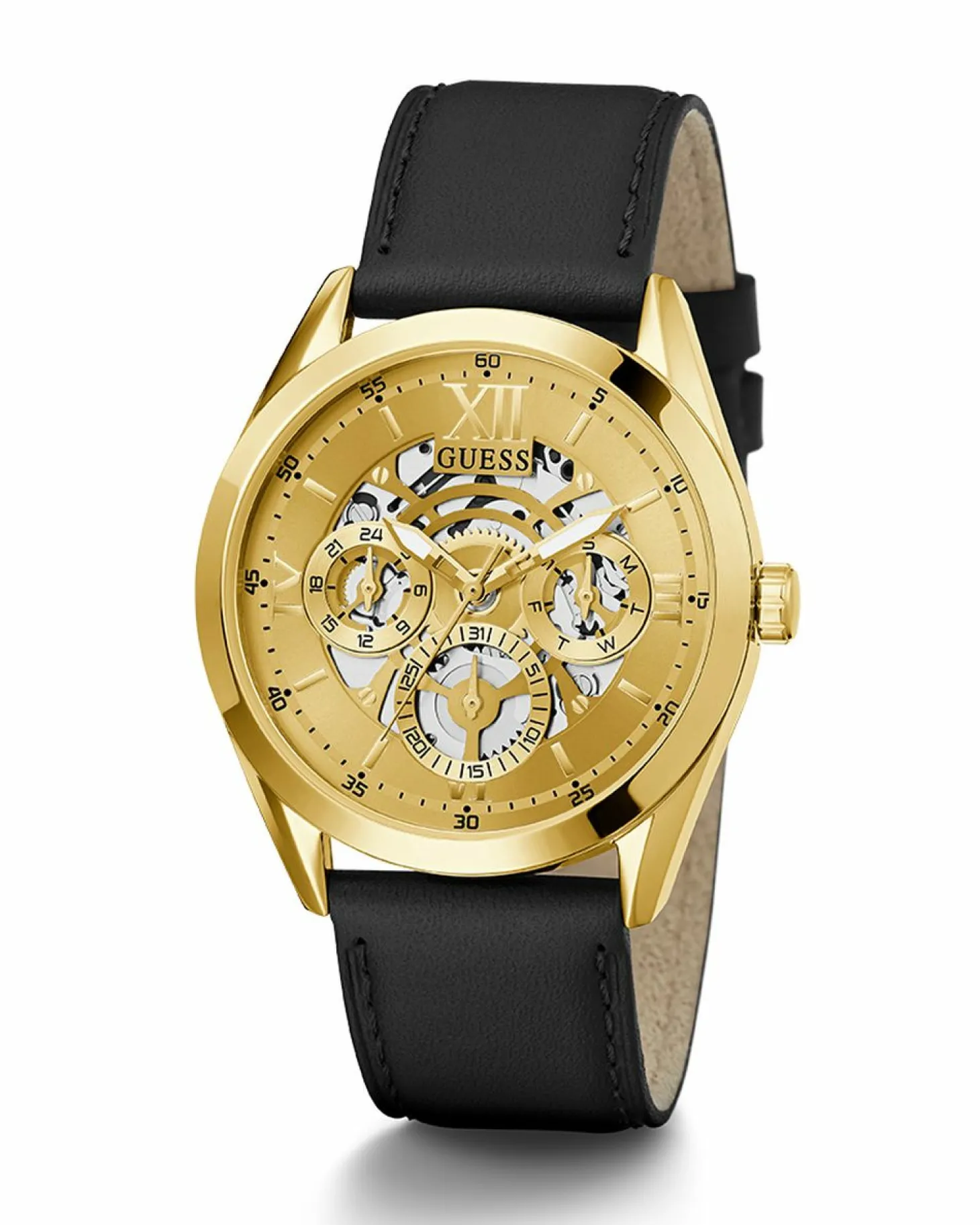 Guess Herren Armbanduhr Multifunktionsuhr Tailor schwarz, gold 42 mm GW0389G2