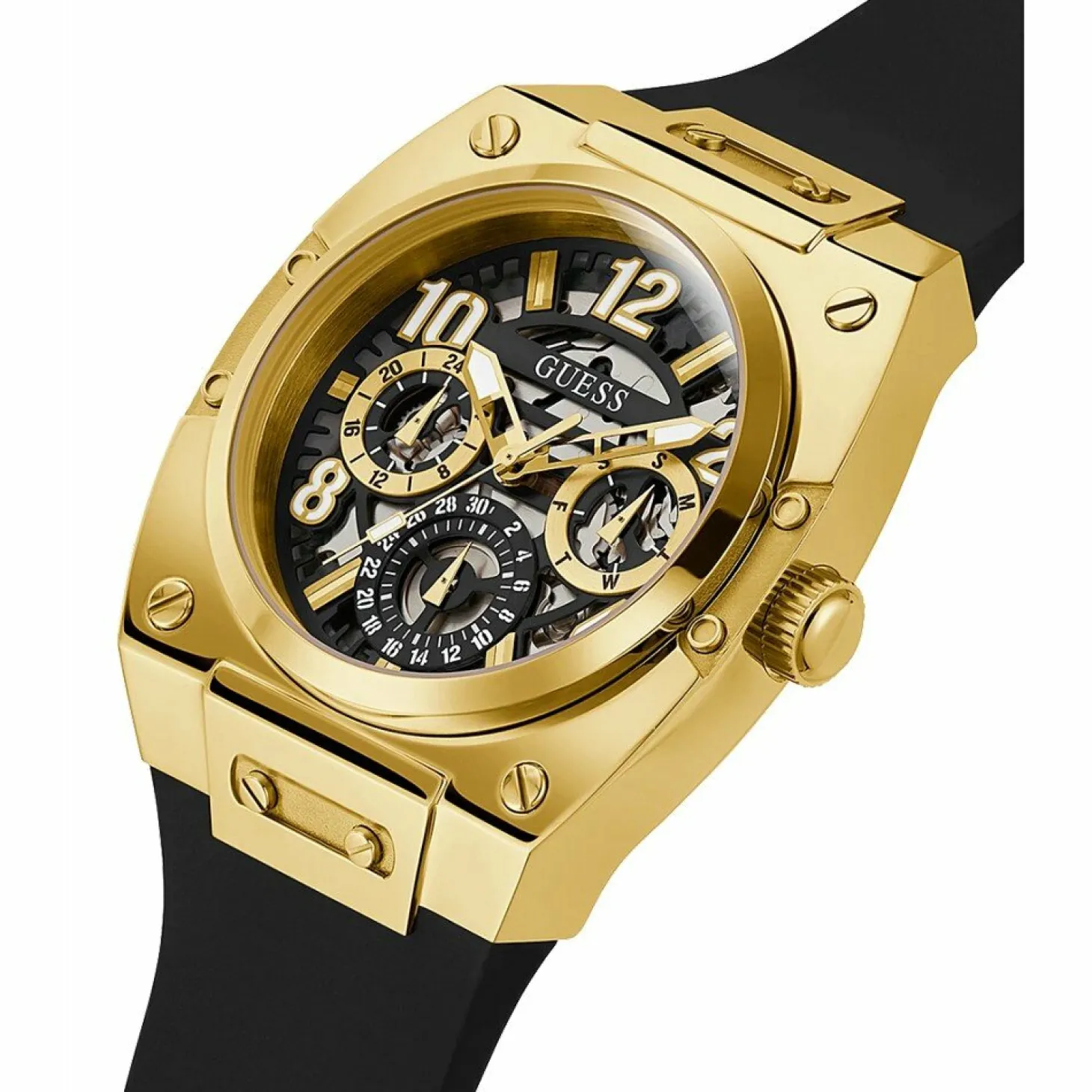 Guess Herren Armbanduhr Prodigy Silicon schwarz 43mm GW0569G2