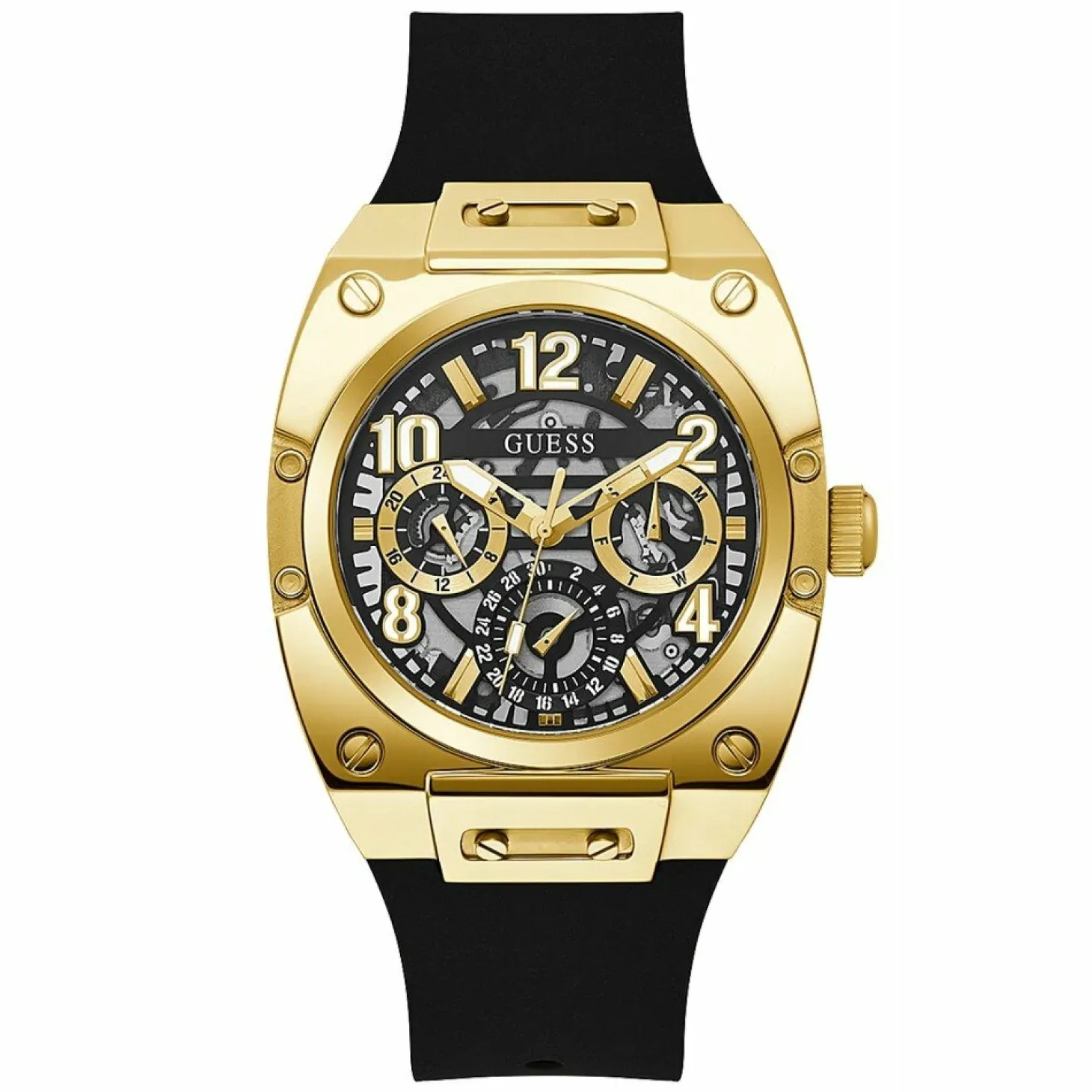 Guess Herren Armbanduhr Prodigy Silicon schwarz 43mm GW0569G2