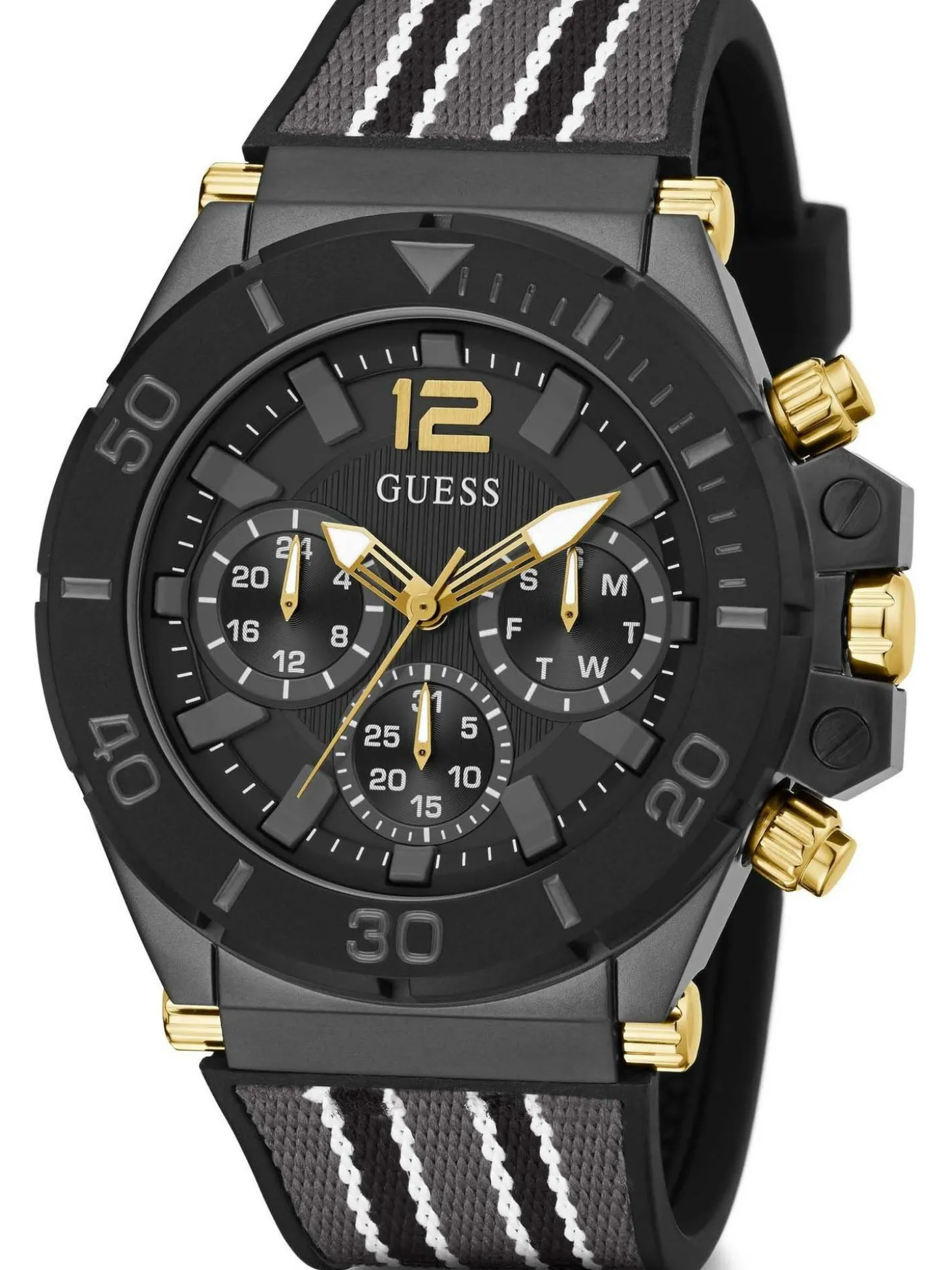 Guess Herren Armbanduhr Pilot 48 mm Mehrfarbiges Armband Armband Silicone and fabric GW0415G3