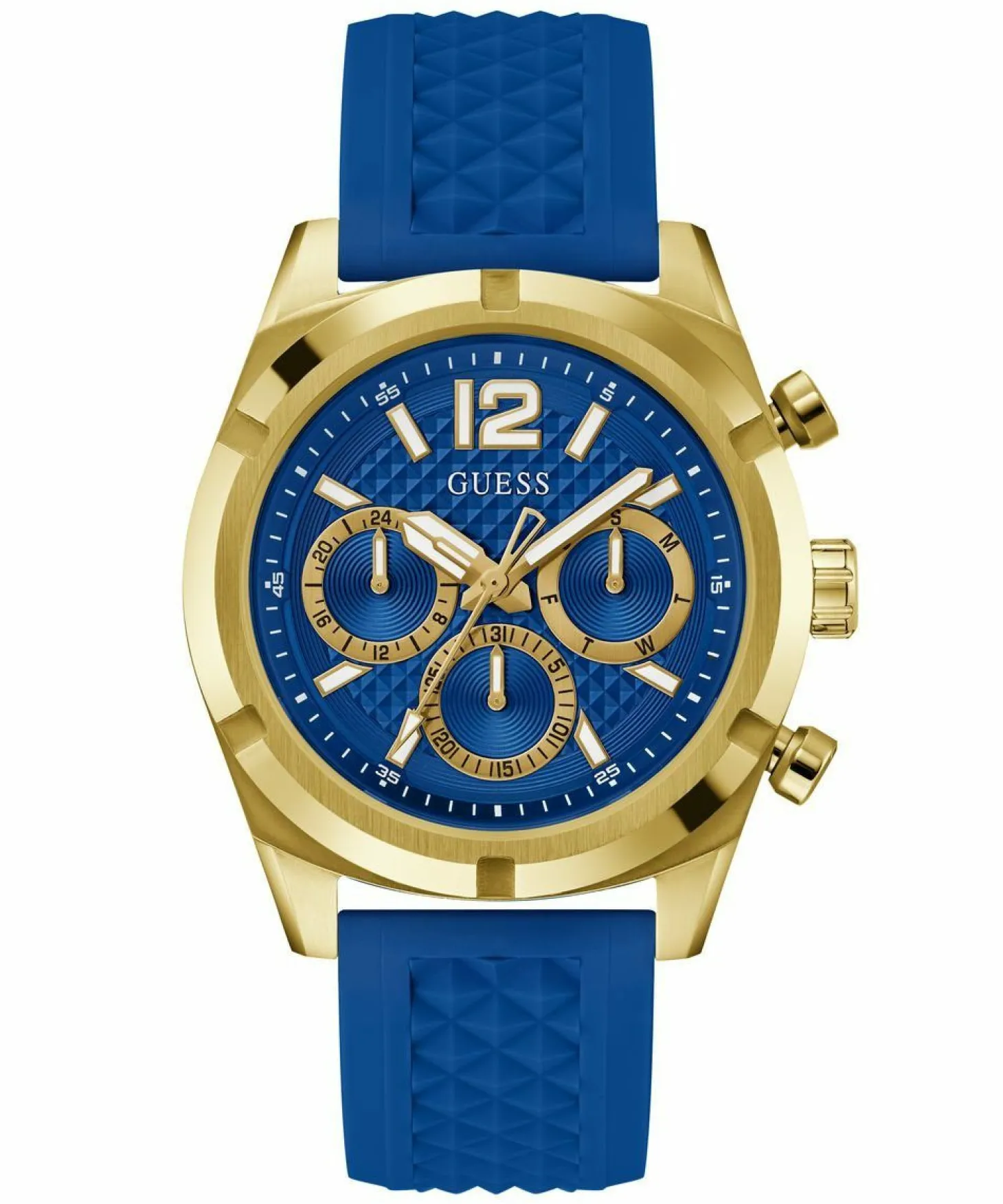 Guess Herren Armbanduhr RESISTANCE Multifunktion blau, gold 44 mm GW0729G1