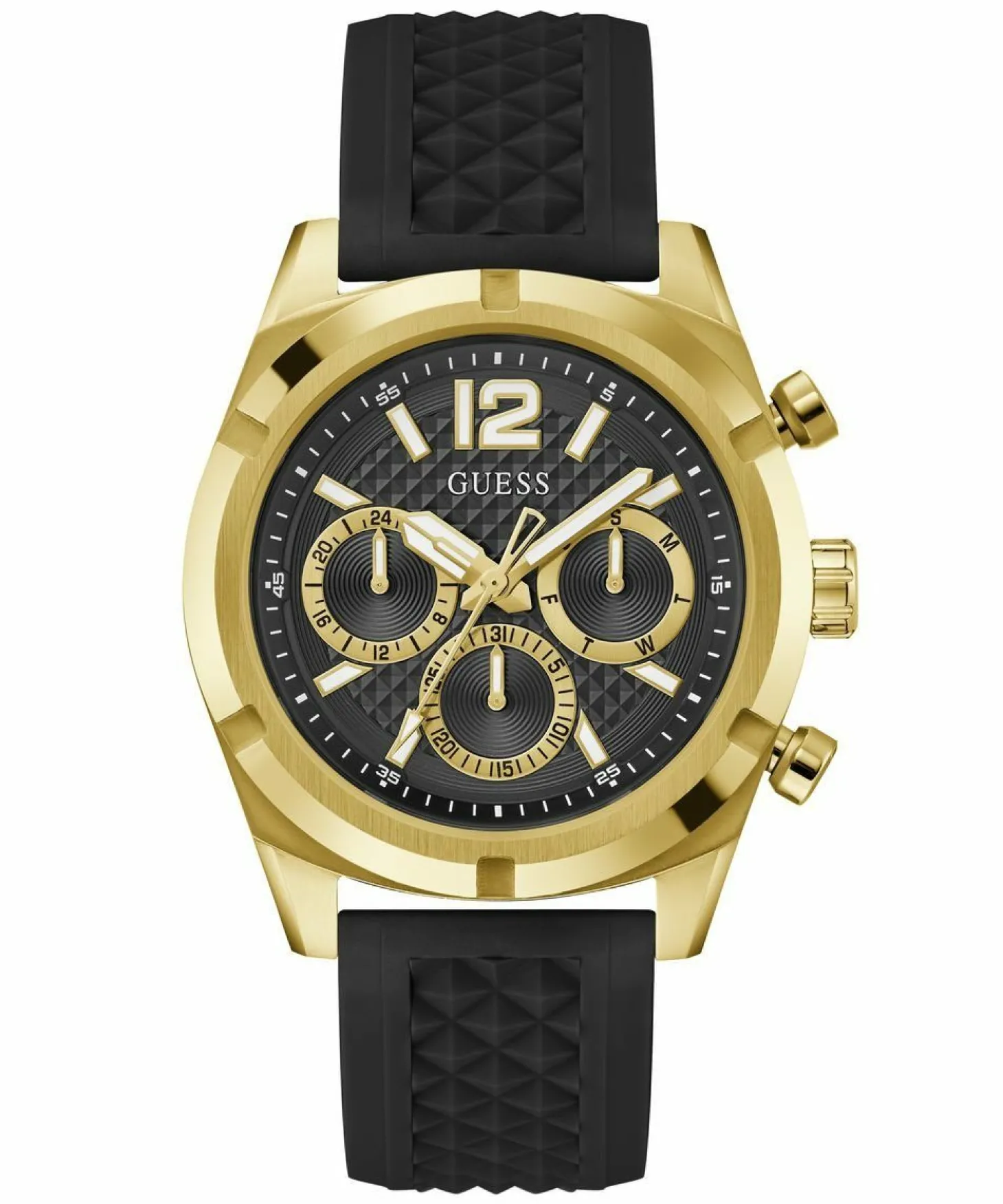 Guess Herren Armbanduhr RESISTANCE Multifunktion schwarz, gold 44 mm GW0729G2