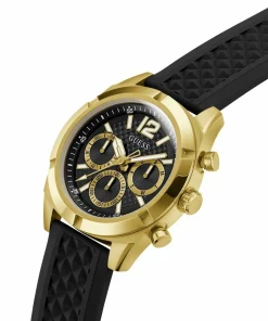 Guess Herren Armbanduhr RESISTANCE Multifunktion schwarz, gold 44 mm GW0729G2