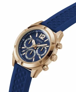 Guess Herren Armbanduhr RESISTANCE Multifunktion blau, roségold 44 mm GW0729G3