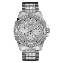Guess Herren Armbanduhr silber 48 mm Armband Edelstahl FRONTIER W0799G1