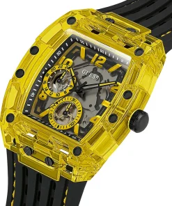 Guess Herren Armbanduhr schwarz gelb 44 mm GW0499G2