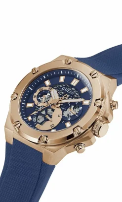 Guess Herren Armbanduhr Third Gear Multifunktion skeleton blau 46 mm GW0334G3