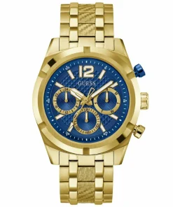 Guess Herren Multifunkion Armbanduhr RESISTANCE gold, blau 44 mm GW0714G2