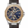 Guess Herren Multifunkion Armbanduhr PRIME braun, roségold 46 mm GW0704G2