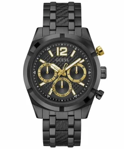 Guess Herren Multifunkion Armbanduhr RESISTANCE schwarz, gold 44 mm GW0714G4