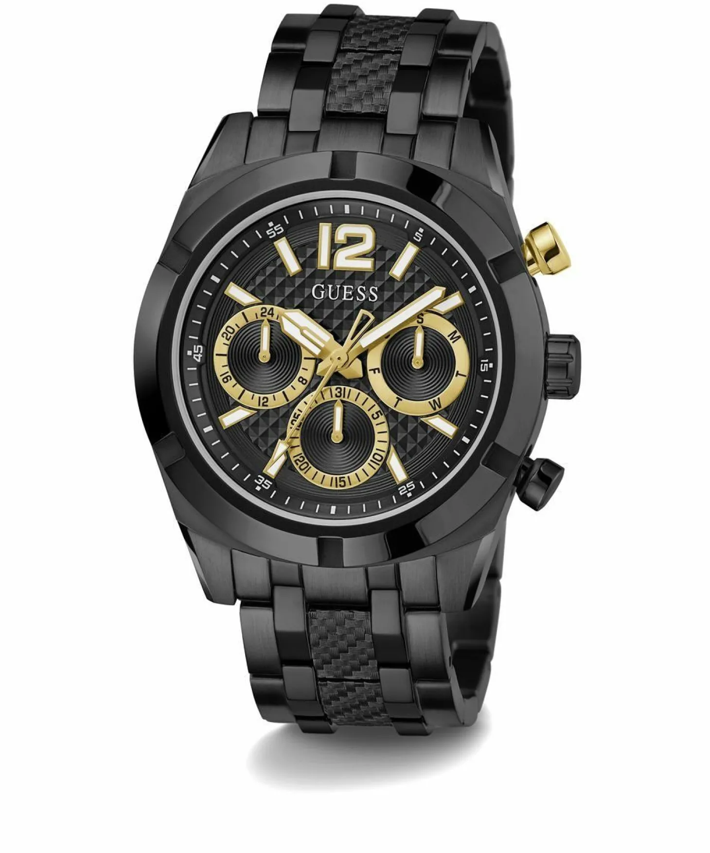 Guess Herren Multifunkion Armbanduhr RESISTANCE schwarz, gold 44 mm GW0714G4