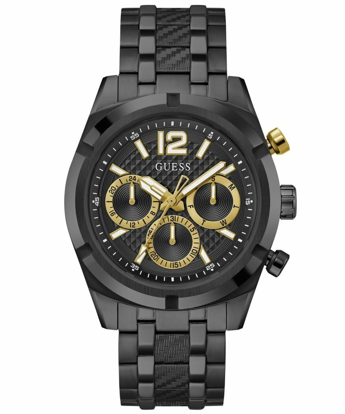 Guess Herren Multifunkion Armbanduhr RESISTANCE schwarz, gold 44 mm GW0714G4