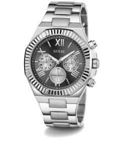 Guess Herren Multifunkion Armbanduhr EQUITY silber, schwarz 44 mm GW0703G1